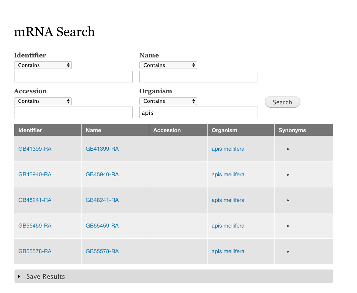 An example mRNA search